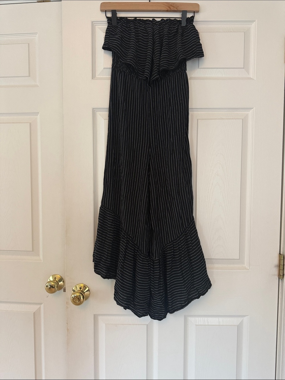 American Eagle Outfitters Black Jumpsuit with White Pinstripes